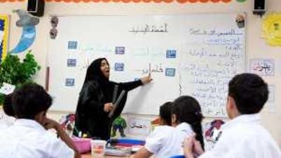 Nemah Abdulaziz teaches grade four pupils at Raha International School, a Taleem school that emphasises Arabic instruction.
