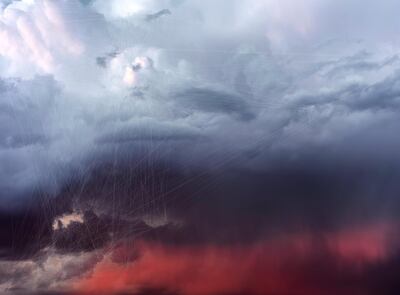 In his series of clouds, the American artist Trevor Paglen asks an AI algorithm to find patterns in the images. Here, CLOUD #135 Hough Lines, 2019. Courtesy of the artist and PACE Gallery