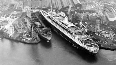 The finishing touches are put to the QE2, November 1968. Getty Images