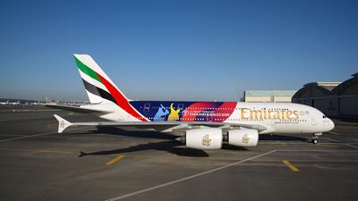 The Cricket World Cup liveried Emirates A380. Courtesy Emirates