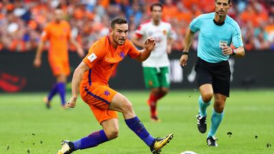 Vincent Janssen, in action for the Netherlands during a 2018 World Cup Qualifieragainst Bulgaria, is to join Turkish club Fenerbahce on loan. Dean Mouhtaropoulos / Getty Images