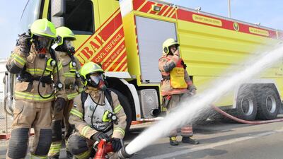 Dubai Civil Defence teams attended a fire in Dubai’s Jaddaf area on Wednesday night. Photo: Dubai Civil Defence