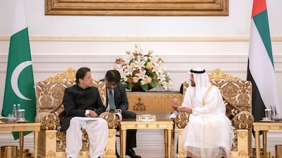 Sheikh Mohammed bin Zayed and Imran Khan holds talks. Hamad Al Kaabi / Crown Prince Court - Abu Dhabi