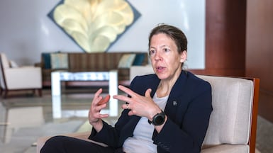 Helene Huby, chief executive of Exploration Company, says UAE will be one of the leading space nations in the next 10 years. Victor Besa / The National