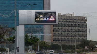 Wet conditions in central Abu Dhabi. Victor Besa / The National