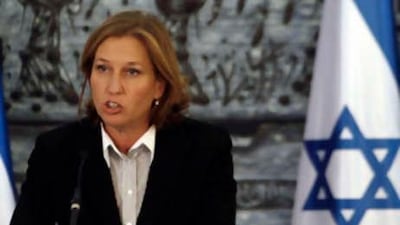 Israel's foreign minister, Tzipi Livni, speaks to the media after her meeting with Israel's president, Shimon Peres, in Jerusalem on Oct 26 2008.