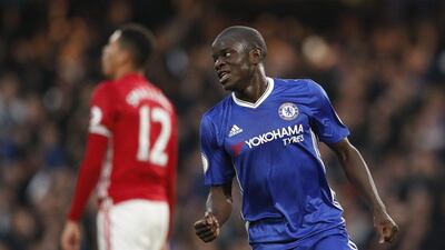 Chelsea’s N’Golo Kante celebrates scoring their fourth goal. John Sibley / Action Images / Reuters