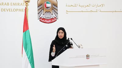 Minister of Community Development, Hessa Buhumaid, talks about the Government's support for 'people of determination' in the workforce, in Dubai on September 11, 2018. Chris Whiteoak / The National