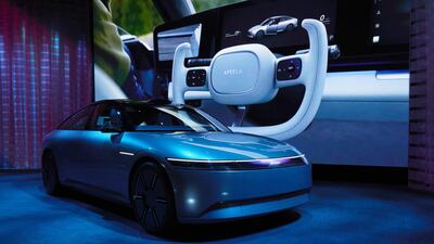 A prototype of Afeela, an electric vehicle by Sony Honda Mobility on display in Las Vegas. Bloomberg