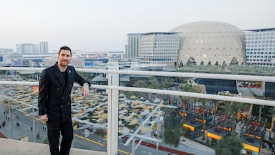 Paris Saint-Germain football star Lionel Messi at the Garden in the Sky during his visit to Expo 2020 Dubai. Photo: Expo 2020 Dubai