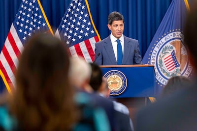 US Federal Reserve Board chairman Kevin Warsh responds to a question at a press conference in Washington. EPA