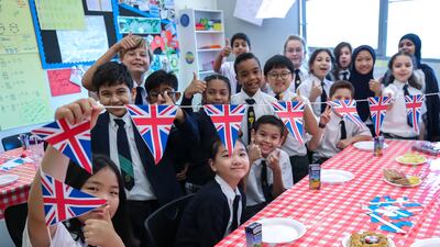 Pupils at Repton School Abu Dhabi recreated classic British street parties in the classroom. Victor Besa / The National