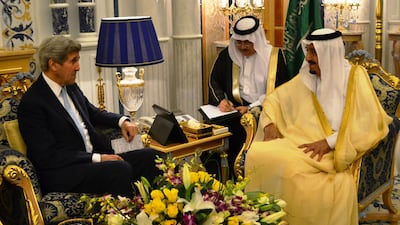US secretary of state John Kerry meets Saudi King Salman in Jeddah. Dave Clark / AFP