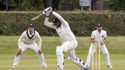 Ahmed Raza bats against Scotland. (Image courtesy of Cricket Scotland)