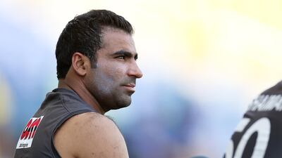 Sultan Ahmed during the T20 match against Papua New Guinea. Pawan Singh / The National