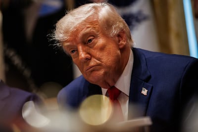 US President Donald Trump during a cabinet meeting at the White House. EPA