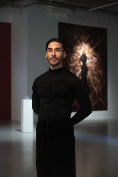 Elmaz explores conflict in his personal and professional life in the exhibition. Photo: Abdulla Elmaz