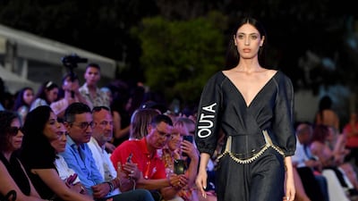 A piece made from recycled plastic by French designer Maud Beneteau for Tunisian brand Outa. AFP