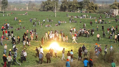 Farmers clash with police on the second day of protests at the Shambhu Haryana-Punjab border, India. EPA