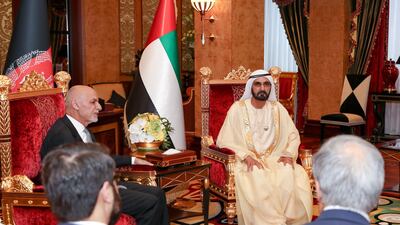 Sheikh Mohammed bin Rashid meets Mr Ghani on Sunday.