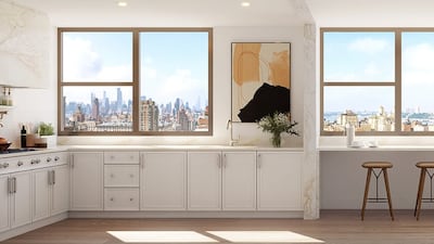 The kitchen has integrated Gaggenau equipment.