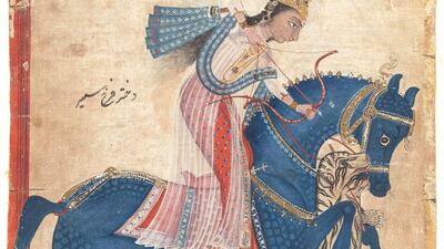 The Huntress dated 1680-1700, India. Gouache on cloth with gold highlights. Courtesy Department Of Culture and Tourism Abu Dhabi - Photo by AFP