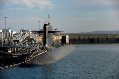 A French nuclear submarine at the naval base in Ile Longue, western France. AFP