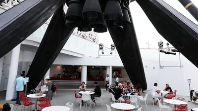 The display at Expo 2020 included red lighting and sound effects. Pawan Singh / The National