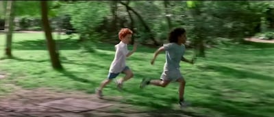 Children in the final scenes of 'Notting Hill' which bear a resemblance to a young Prince Harry and Meghan Markle. Courtesy Polygram Filmed Entertainment