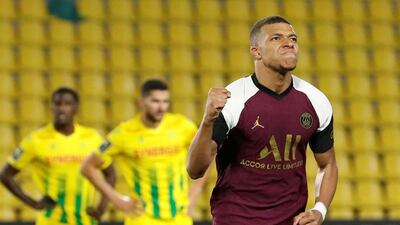 Kylian Mbappe celebrates scoring their second goal against Nantes. Reuters