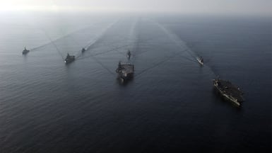 A US Navy taskforce of the kind that Gen Richards has suggested is needed with multinational support to open the Strait of Hormuz. AFP