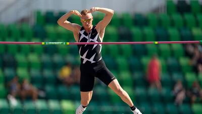 Sam Kendricks competing at the US Olympic Track and Field Trials.