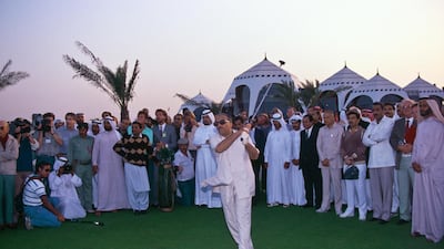 To mark the opening of the Emirates Golf Club, the first green grass golf course in the Middle East, in March 1988, Pakistan's then President, General Zia Ul-Haq, hit the commemorative shot from a golden tee in the presence of Sheikh Mohammed bin Rashid. Getty Images