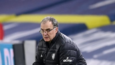 Marcelo Bielsa, Manager of Leeds United during the match against Arsenal at Elland Road. Getty