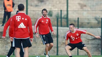 Franck Ribery, right, and his Bayern Munich teammates will meet Arsenal in the Last 16 for the second year in a row. The Bundesliga side barely advanced to the quarter-finals last season on away goals. Fadel Senna / AFP