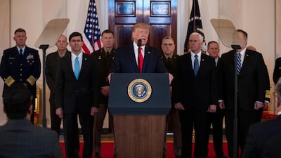 In his address to the nation, Mr Trump said he hoped Iran and the US would "work together on" tackling ISIS. AP