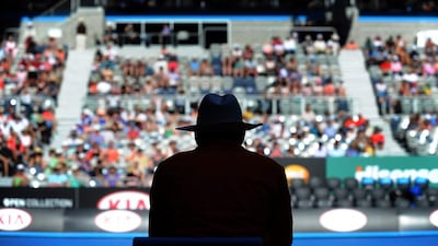 A linesman sits at the ready, during day one of the Australian Open tennis tournament in Melbourne. Joe Castro / EPA