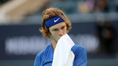 Andrey Rublev at the Zayed Sports City in Abu Dhabi on Thursday. Chris Whiteoak / The National