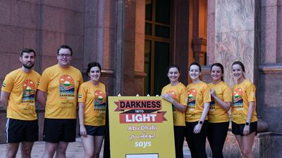 Participants who completed the Darkness into Light walk, Emirates Palace.