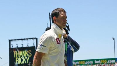 Ricky Ponting walks off a Test pitch for the final time after being dismissed for eight in the third Test against South Africa.