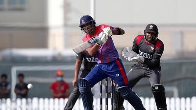 Paras Khadka of Nepal plays a shot. Pawan Singh/The National