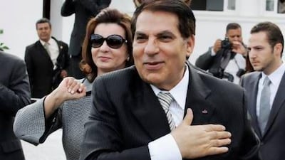 Zine El Abidine Ben Ali and his wife Leila salute their supporters in Tunis, two years before they were force to flee the country in 2011.