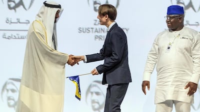 The Zayed Sustainability Awards held at ADNEC as part of Abu Dhabi Sustainability Week. Antonie Robertson / The National
