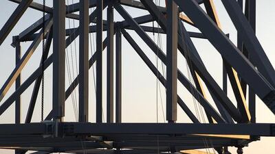 Work on the Louvre Abu Dhabi continues with the installation of the first piece of the steel dome. Silvia Razgova / The National