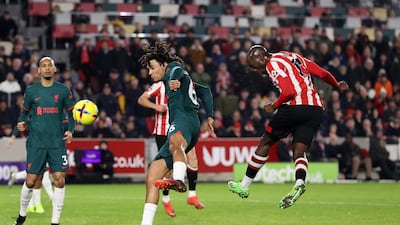 Yoane Wissa 8: Congo international sent one lovely through-ball for Mbeumo but his strike partner couldn’t finish. Twice thought he had scored only to be denied by offside flag but did make it 2-0 in opening half with a header that Alisson could not keep out. Getty