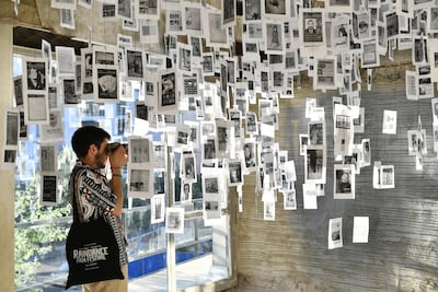 A visitor at Alfred Tarazi's installation at Beirut Design Week 2019. Courtesy of the artist