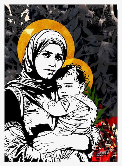 Mariam by Bashar Alhroub, featured in the Posters for Gaza exhibition, draws on themes of resistance, identity, and memory. Photo: Malu Halasa