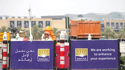 Emaar led gains on the DFM as the market's gains went past 100 per cent this year. (Razan Alzayani / The National)