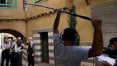 A scene for the Syrian soap opera Al Dabbour is shot at Cinema City near Damascus.