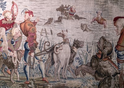 Details of 'The Hunts of Maximillian' hanging at Louvre Abu Dhabi. Reem Mohammed/The National